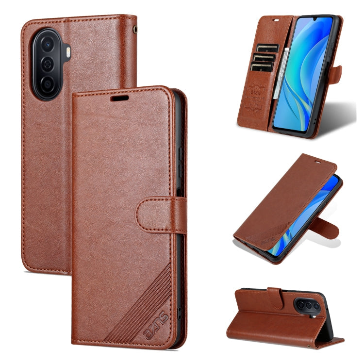 AZNS Sheepskin Texture Flip Leather Phone Case – Card Slot, Flip, Leather, For Huawei Enjoy 50/Nova Y70/Nova Y70 Plus For Huawei Enjoy 50 Nova Y70 Nova Y70 Plus Brown