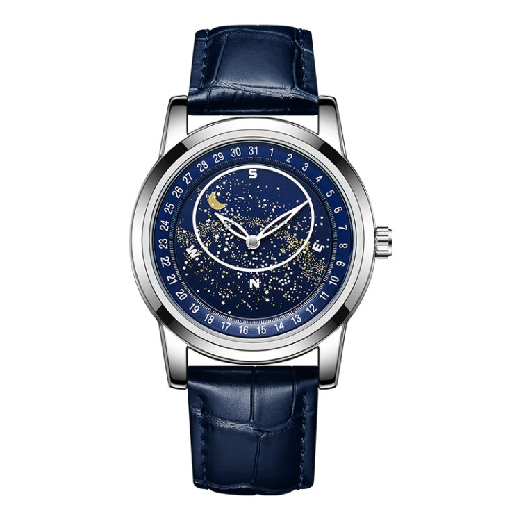 Mechanical Watch – Leather #6 Silver Blue