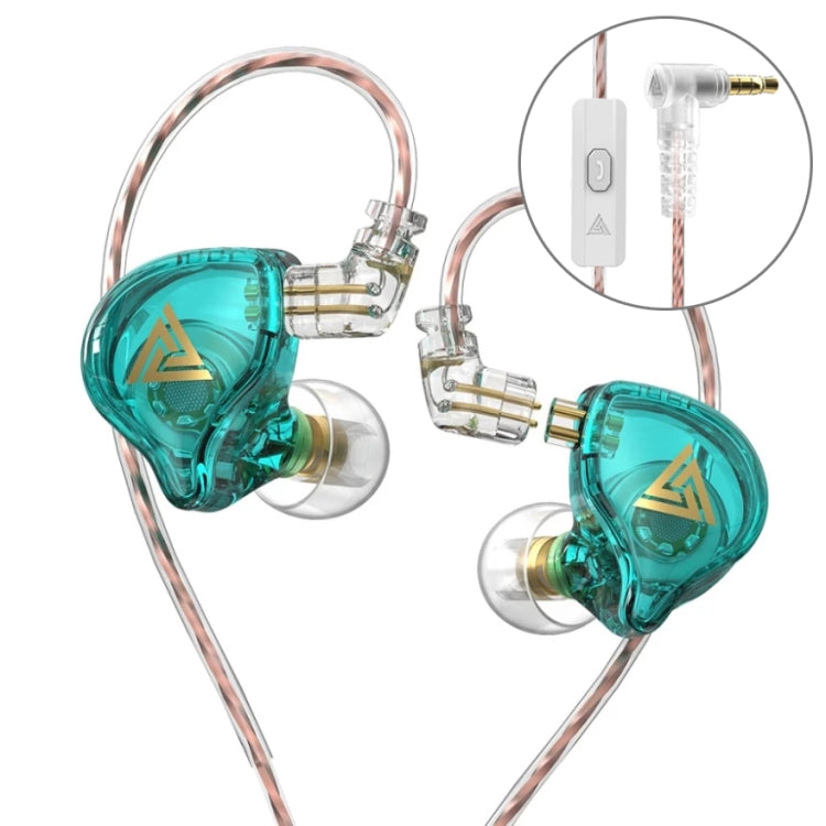 QKZ AK6 PLUS HiFi Bass Detachable Audio Cable Dynamic Heavy Bass Wired Earphone, with Mic, without Mic – Magnetic with Mic Cyan-blue