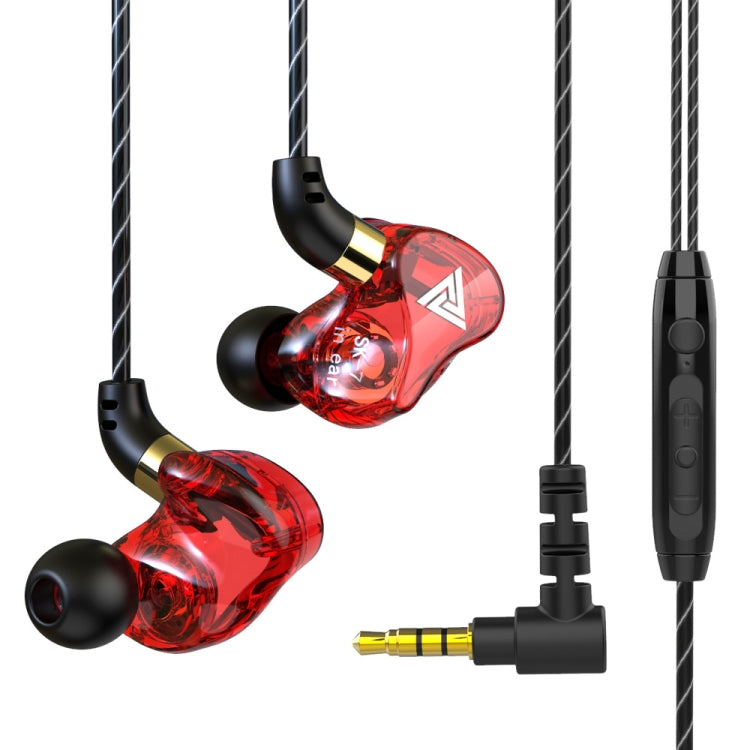 QKZ SK7 3.5mm Sports In-ear Copper Driver Wired HIFI Stereo Earphone with Mic – Durable Build, Easy to Use Red