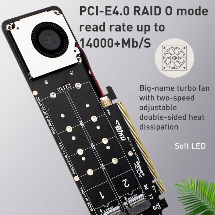 PCIe X16 to M.2 M-key NVMEx4 SSD RAID Converter Card, PCIe X16 to M.2 – TPU