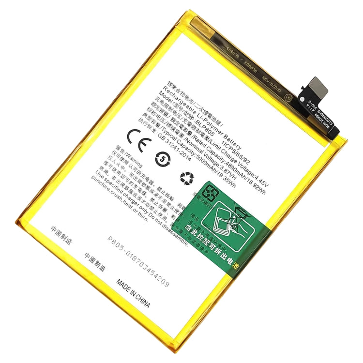 BLP855 4500 mAh Li-Polymer Battery Replacement For OPPO Reno6 Pro 5G / K9 Pro, BLP805, BLP851, BLP831, BLP851 For OPPO F19 / F19s, BLP757, BLP751, BLP731, BLP729, BLP723, BLP713, BLP693, BLP777, BLP799, BLP803, BLP807, BLP877, BLP841, BLP837, BLP809   ...