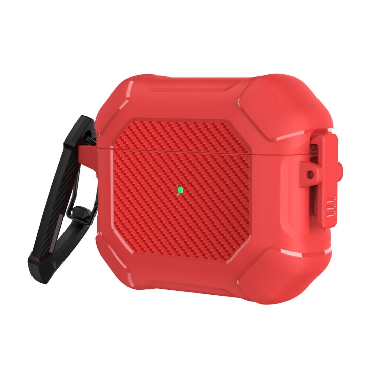 Carbon Brazing Dimension TPU+PC Headphone Protective Cover with Switch Lock & Carabiner, For AirPods 3 For AirPods 3 Red