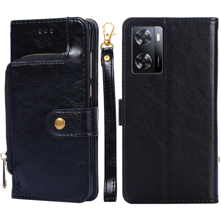 Zipper Bag Leather Phone Case – Card Slot, Leather, TPU, For OPPO A57 4G 2022, For OPPO Reno7 A JP Version, For Huawei nova 10, For Motorola Moto G62 5G, For Huawei nova 10 Pro, For Nokia C100 For OPPO A57 4G 2022 Black