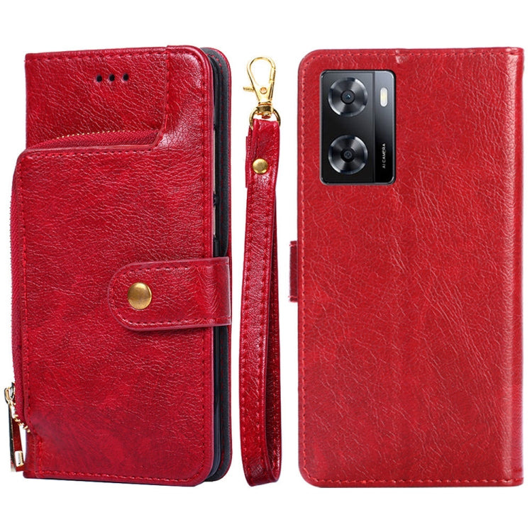 Zipper Bag Leather Phone Case – Card Slot, Leather, TPU, For OPPO A57 4G 2022, For OPPO Reno7 A JP Version, For Huawei nova 10, For Motorola Moto G62 5G, For Huawei nova 10 Pro, For Nokia C100 For OPPO A57 4G 2022 Red
