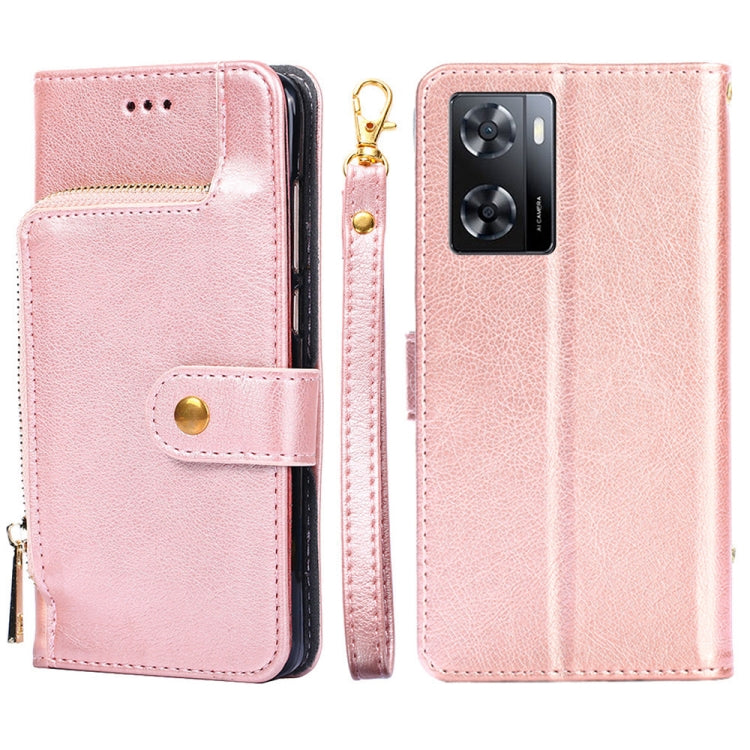 Zipper Bag Leather Phone Case – Card Slot, Leather, TPU, For OPPO A57 4G 2022, For OPPO Reno7 A JP Version, For Huawei nova 10, For Motorola Moto G62 5G, For Huawei nova 10 Pro, For Nokia C100 For OPPO A57 4G 2022 Rose Gold