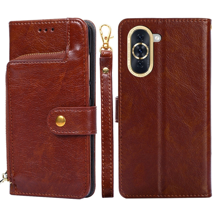 Zipper Bag Leather Phone Case – Card Slot, Leather, TPU, For OPPO A57 4G 2022, For OPPO Reno7 A JP Version, For Huawei nova 10, For Motorola Moto G62 5G, For Huawei nova 10 Pro, For Nokia C100 For Huawei nova 10 Brown