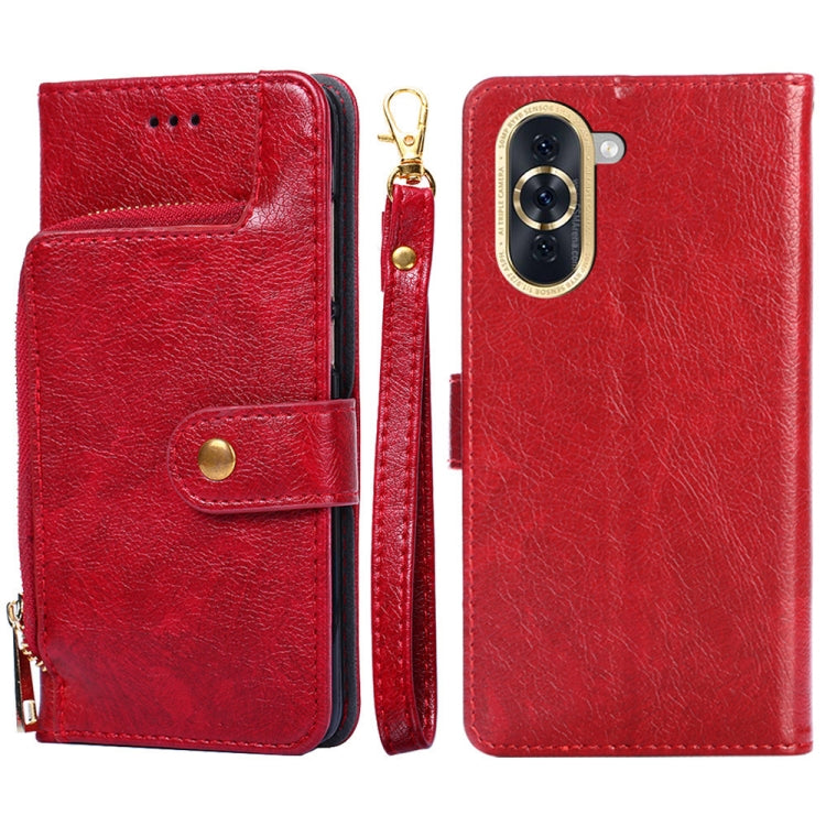 Zipper Bag Leather Phone Case – Card Slot, Leather, TPU, For OPPO A57 4G 2022, For OPPO Reno7 A JP Version, For Huawei nova 10, For Motorola Moto G62 5G, For Huawei nova 10 Pro, For Nokia C100 For Huawei nova 10 Red