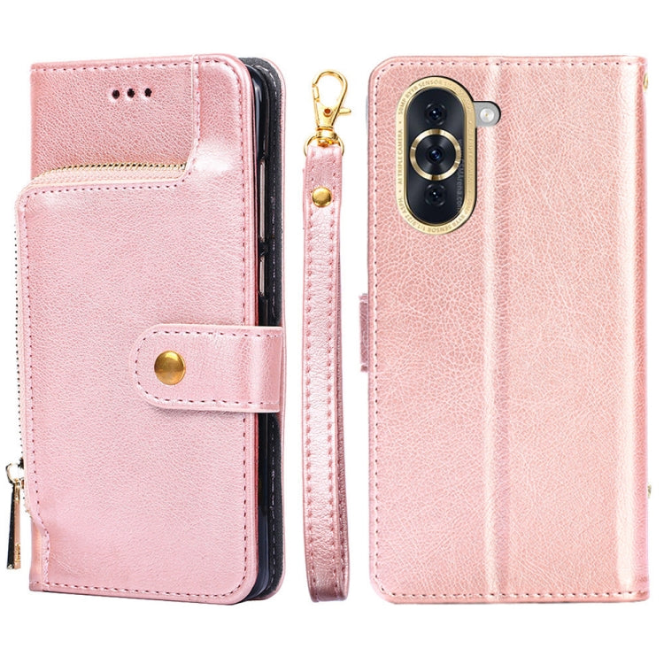 Zipper Bag Leather Phone Case – Card Slot, Leather, TPU, For OPPO A57 4G 2022, For OPPO Reno7 A JP Version, For Huawei nova 10, For Motorola Moto G62 5G, For Huawei nova 10 Pro, For Nokia C100 For Huawei nova 10 Rose Gold