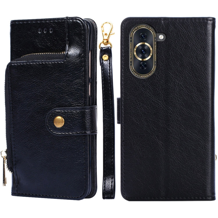 Zipper Bag Leather Phone Case – Card Slot, Leather, TPU, For OPPO A57 4G 2022, For OPPO Reno7 A JP Version, For Huawei nova 10, For Motorola Moto G62 5G, For Huawei nova 10 Pro, For Nokia C100 For Huawei nova 10 Pro Black