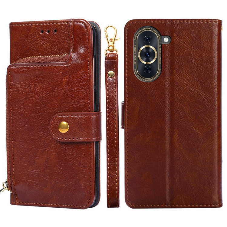 Zipper Bag Leather Phone Case – Card Slot, Leather, TPU, For OPPO A57 4G 2022, For OPPO Reno7 A JP Version, For Huawei nova 10, For Motorola Moto G62 5G, For Huawei nova 10 Pro, For Nokia C100 For Huawei nova 10 Pro Brown