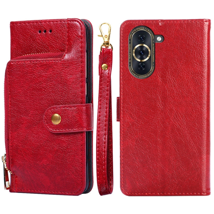 Zipper Bag Leather Phone Case – Card Slot, Leather, TPU, For OPPO A57 4G 2022, For OPPO Reno7 A JP Version, For Huawei nova 10, For Motorola Moto G62 5G, For Huawei nova 10 Pro, For Nokia C100 For Huawei nova 10 Pro Red