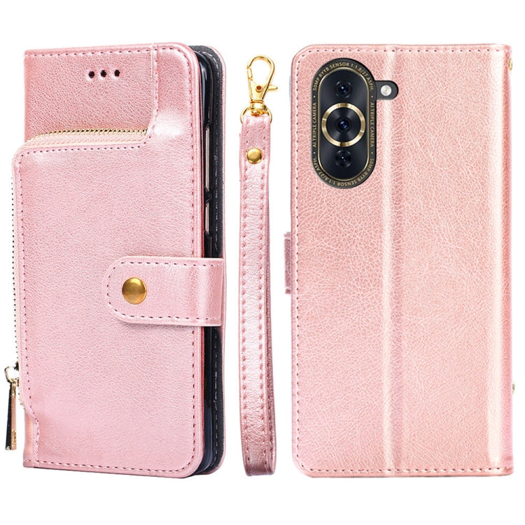 Zipper Bag Leather Phone Case – Card Slot, Leather, TPU, For OPPO A57 4G 2022, For OPPO Reno7 A JP Version, For Huawei nova 10, For Motorola Moto G62 5G, For Huawei nova 10 Pro, For Nokia C100 For Huawei nova 10 Pro Rose Gold