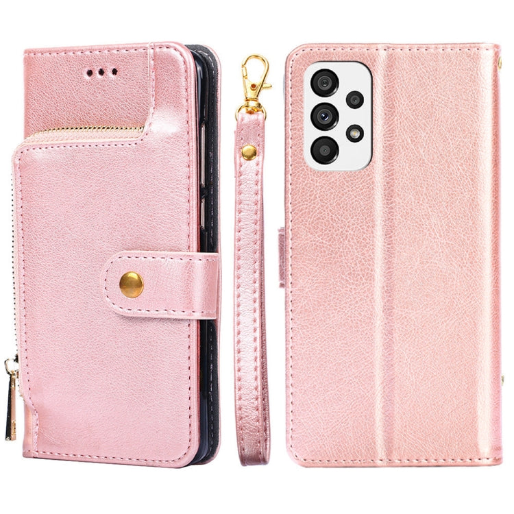 Zipper Bag Leather Phone Case – Card Slot, Leather, TPU, For Nokia C200, For Samsung Galaxy A73 5G, For Samsung Galaxy M13, For Xiaomi 12S Ultra For Samsung Galaxy A73 5G Rose Gold