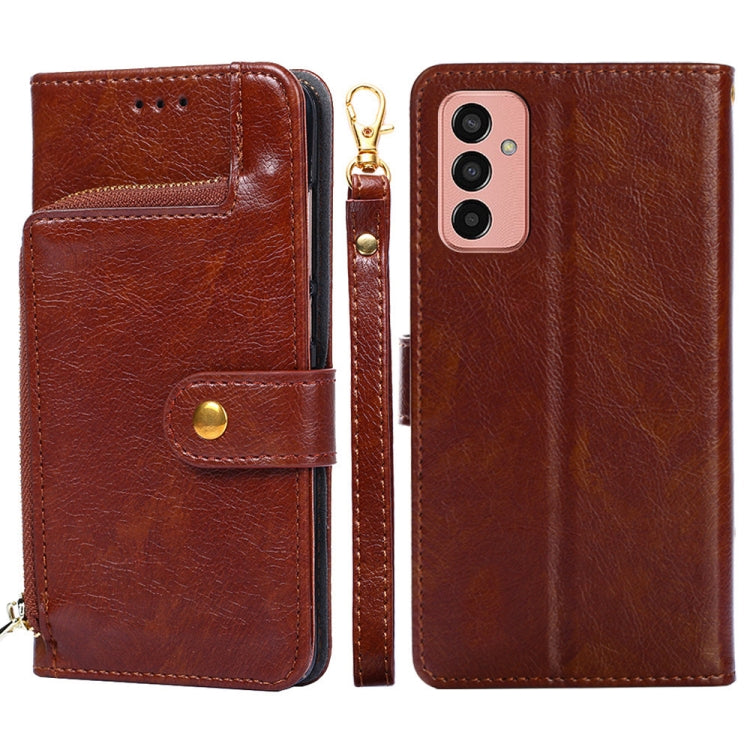 Zipper Bag Leather Phone Case – Card Slot, Leather, TPU, For Nokia C200, For Samsung Galaxy A73 5G, For Samsung Galaxy M13, For Xiaomi 12S Ultra For Samsung Galaxy M13 Brown