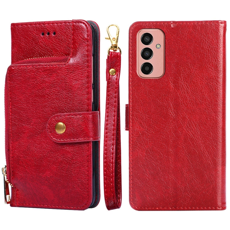 Zipper Bag Leather Phone Case – Card Slot, Leather, TPU, For Nokia C200, For Samsung Galaxy A73 5G, For Samsung Galaxy M13, For Xiaomi 12S Ultra For Samsung Galaxy M13 Red