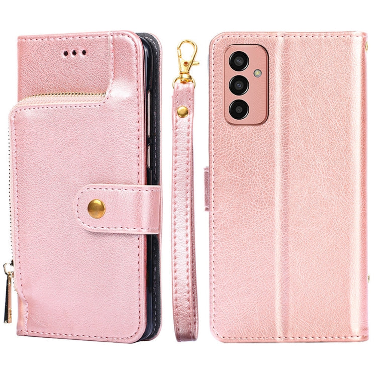 Zipper Bag Leather Phone Case – Card Slot, Leather, TPU, For Nokia C200, For Samsung Galaxy A73 5G, For Samsung Galaxy M13, For Xiaomi 12S Ultra For Samsung Galaxy M13 Rose Gold