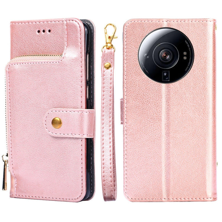 Zipper Bag Leather Phone Case – Card Slot, Leather, TPU, For Nokia C200, For Samsung Galaxy A73 5G, For Samsung Galaxy M13, For Xiaomi 12S Ultra For Xiaomi 12S Ultra Rose Gold