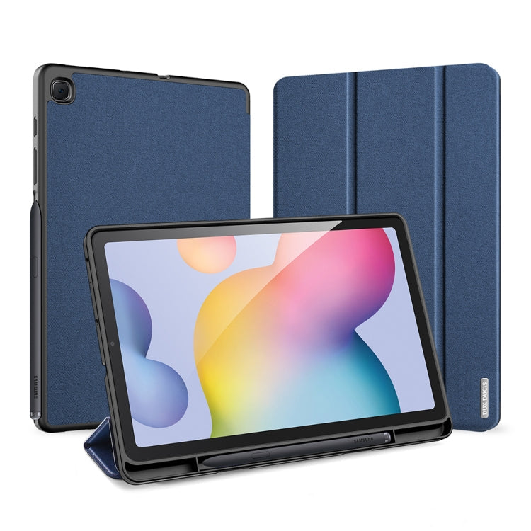 DUX DUCIS Domo Series Horizontal Flip Magnetic PU Leather Case with Three-folding Holder & Pen Slot, For Galaxy Tab S6 Lite 10.4 inch For Galaxy Tab S6 Lite 10.4 inch Blue