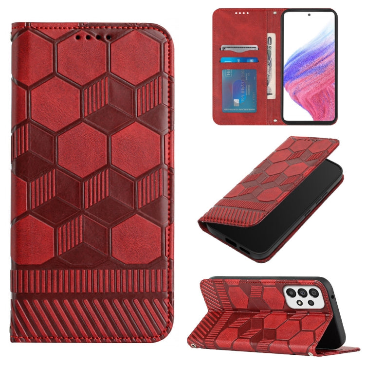 Football Texture Magnetic Leather Flip Phone Case, For Samsung Galaxy A53 5G, For Samsung Galaxy A73 5G, For Samsung Galaxy S20 FE 2022 / S20 FE 5G&4G / S20 Lite / S20 Fan Edition, For Samsung Galaxy S21 5G For Samsung Galaxy A53 5G Red