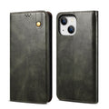 Simple Wax Crazy Horse Texture Horizontal Flip Leather Case, For iPhone 14, For iPhone 14 Plus, For iPhone 14 Pro, For iPhone 14 Pro Max For iPhone 14 Dark Green