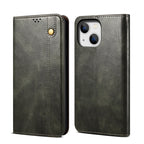 Simple Wax Crazy Horse Texture Horizontal Flip Leather Case, For iPhone 14, For iPhone 14 Plus, For iPhone 14 Pro, For iPhone 14 Pro Max For iPhone 14 Dark Green