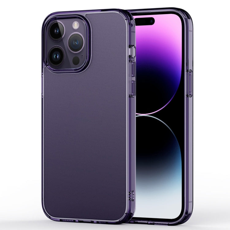 Crystal Clear Frosted Phone Case – TPU, For iPhone 14, For iPhone 14 Plus, For iPhone 14 Pro, For iPhone 14 Pro Max For iPhone 14 Pro Transparent Purple