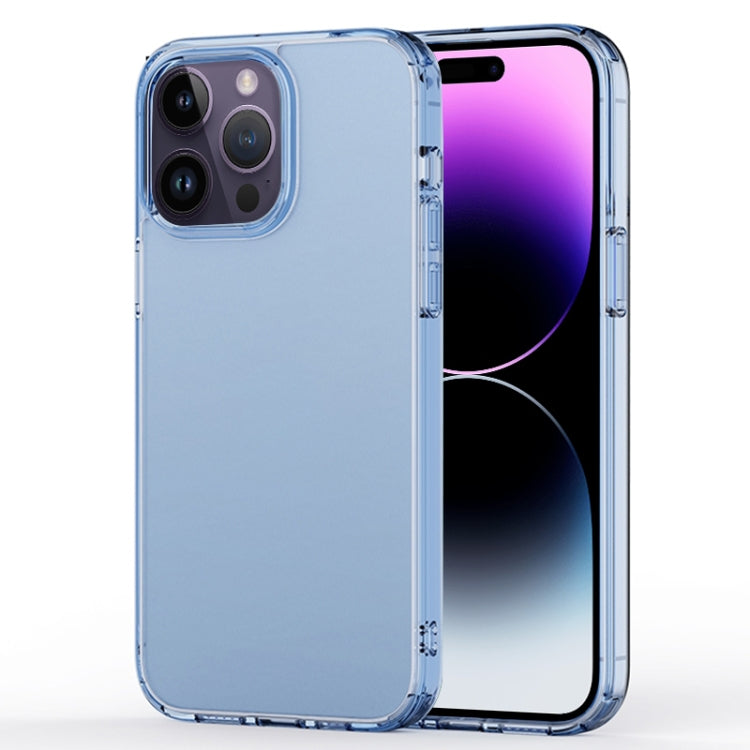 Crystal Clear Frosted Phone Case – TPU, For iPhone 14, For iPhone 14 Plus, For iPhone 14 Pro, For iPhone 14 Pro Max For iPhone 14 Pro Transparent Sierra Blue