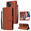 Multifunctional Horizontal Flip Leather Case with Three Card Slot, For iPhone 14, For iPhone 14 Plus, For iPhone 14 Pro For iPhone 14 Brown