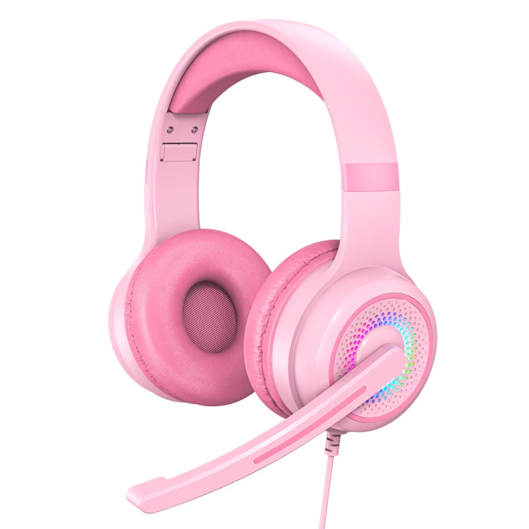 Y20 LED Bass Stereo PC Wired Gaming Headset with Microphone – Durable Build, Easy to Use Pink