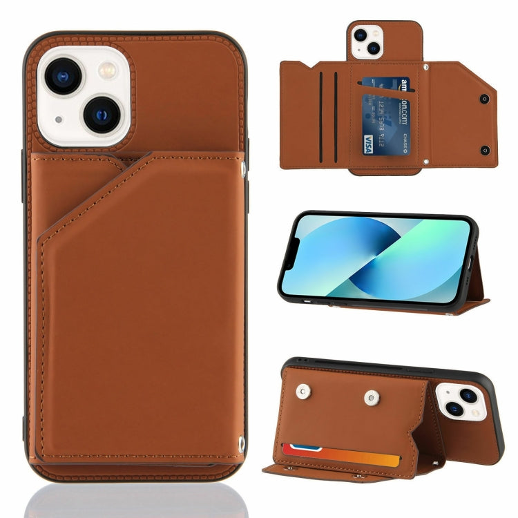 Skin Feel PU + TPU + PC Back Cover Shockproof Case, For iPhone 14/13, For iPhone 14 Plus, For iPhone 14 Pro, For iPhone 14 Pro Max For iPhone 14 13 Brown