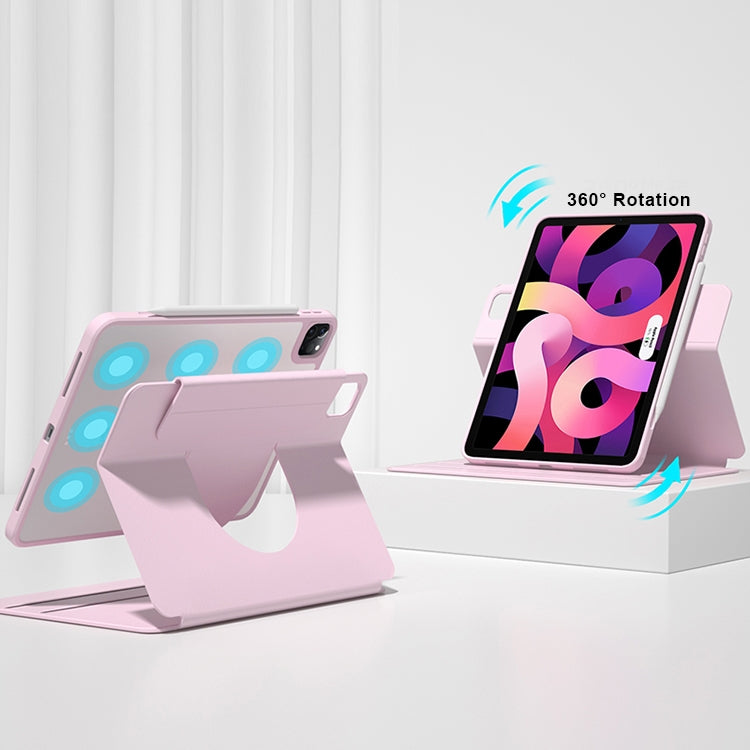 Front Stand Rotating Clear Back Smart Leather Tablet Case – Magnetic, Leather, For iPad mini 6 / mini 2024, For iPad 10.2 2019 / 2020 / 2021, For iPad Air 2022 / 2020 10.9, For iPad Pro 11 2018 / 2020 / 2021 For iPad Air 2022 2020 10.9 Pink