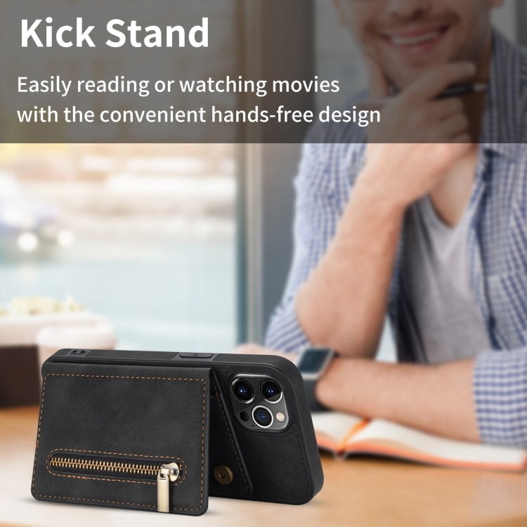 Zipper Card Holder Phone Case, For iPhone 14 Pro Max, For iPhone 14...