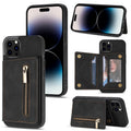 Zipper Card Holder Phone Case, For iPhone 14 Pro Max, For iPhone 14... For iPhone 14 Pro Max Black