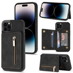 Zipper Card Holder Phone Case, For iPhone 14 Pro Max, For iPhone 14... For iPhone 14 Pro Max Black