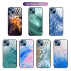 Marble Pattern Glass Protective Phone Case, For iPhone 14, For iPhone...