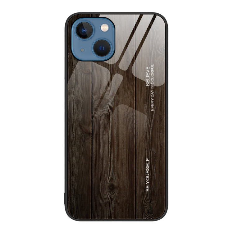 Wood Grain Glass Protective Case – Durable Build, Easy to Use, For iPhone 14 For iPhone 14 Black