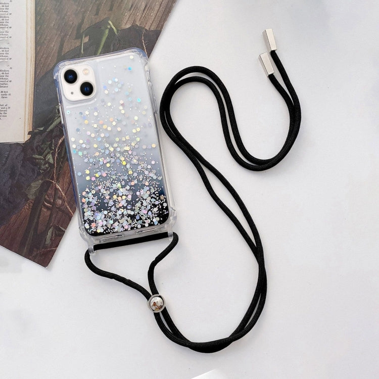 Lanyard Gradient Glitter Epoxy Case, For iPhone 14, For iPhone 14 Plus, For iPhone 14 Pro, For iPhone 14 Pro Max For iPhone 14 Black