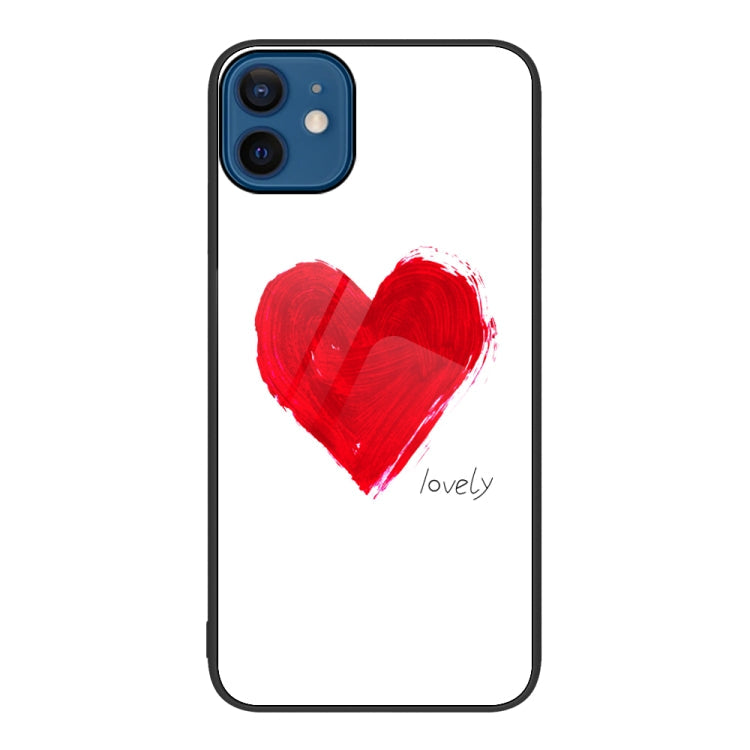 Colorful Painted Glass Phone Case, For iPhone 12 / 12 Pro For iPhone 12 12 Pro Love