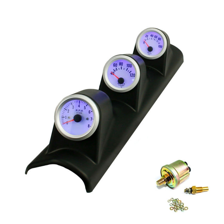 Car Modified 3 in 1 Tachometer Water Temperature Gauge Oil Pressure Gauge, with Left-hand Drive Three Hole, 3 in 1 3 in 1