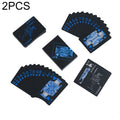 2 PCS Plastic Waterproof PVC Poker Cards, Blue+White, Red+White, Blue+Gold, Red+Blue Blue+White Blue+White