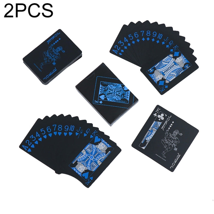 2 PCS Plastic Waterproof PVC Poker Cards, Blue+White, Red+White, Blue+Gold, Red+Blue Blue+White Blue+White