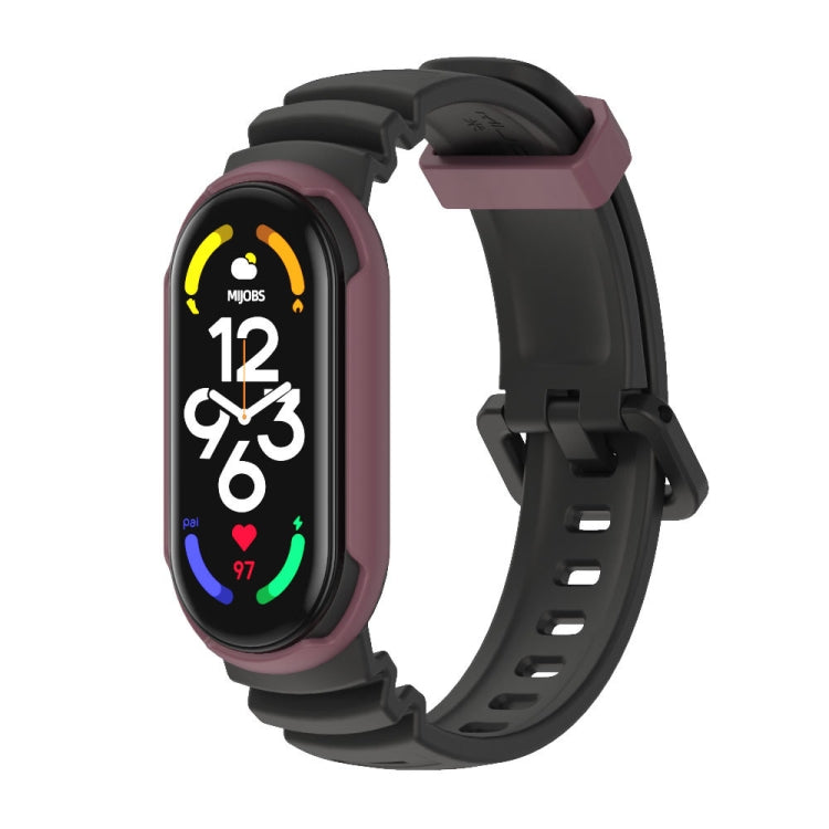MIJOBS GS Unibody Two-color Watch Band, For Xiaomi Mi Band 7 / 7 NFC For Xiaomi Mi Band 7 7 NFC Black Wine Red