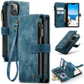 CaseMe C30 Multifunctional Phone Leather Case, For iPhone 14, For iPhone 14 Plus, For iPhone 14 Pro, For iPhone 14 Pro Max For iPhone 14 Blue