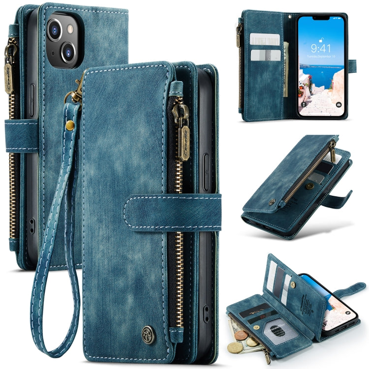 CaseMe C30 Multifunctional Phone Leather Case, For iPhone 14, For iPhone 14 Plus, For iPhone 14 Pro, For iPhone 14 Pro Max For iPhone 14 Blue