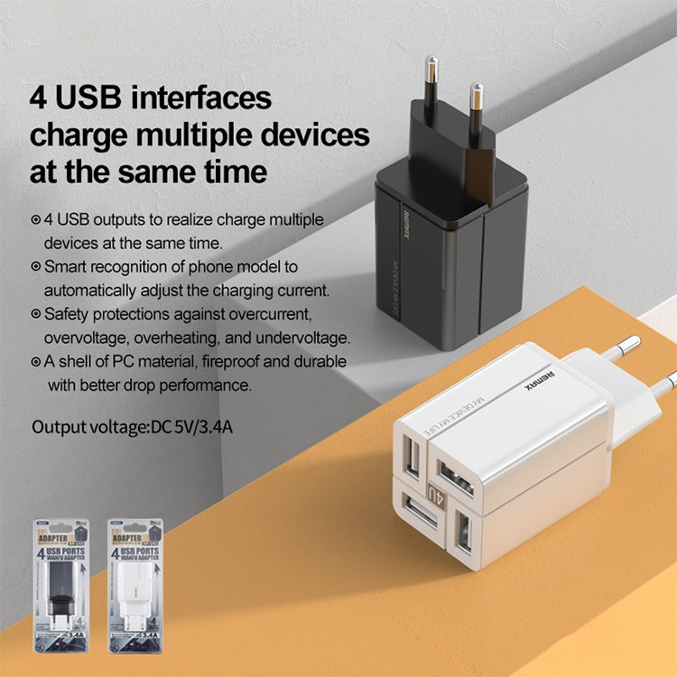 RP-U43 3.4A 4 USB Port Fast Charger, EU Plug, UK Plug – TPU