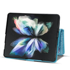 Multi-card Slots Laser Carving Glitter Zipper Leather Case, For Samsung Galaxy Z Fold 4