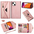 Skin Feel Zipper Horizontal Flip Leather Case, For iPhone 14, For iPhone 14 Max, For iPhone 14 Pro, For iPhone 14 Pro Max For iPhone 14 Rose Gold