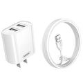 REMAX RP-U35 Jane Series 2.1A Dual USB Port Fast Charger Set, 8 Pin, Micro USB, USB-C/Type-C 8 Pin CN Plug