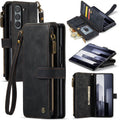 CaseMe C30 Multifunctional Card Slots Zipper Phone Leather Phone Case, For Samsung Galaxy Z Fold6 5G, For Samsung Galaxy Z Fold5, For Samsung Galaxy Z Fold4 5G For Samsung Galaxy Z Fold6 5G Black